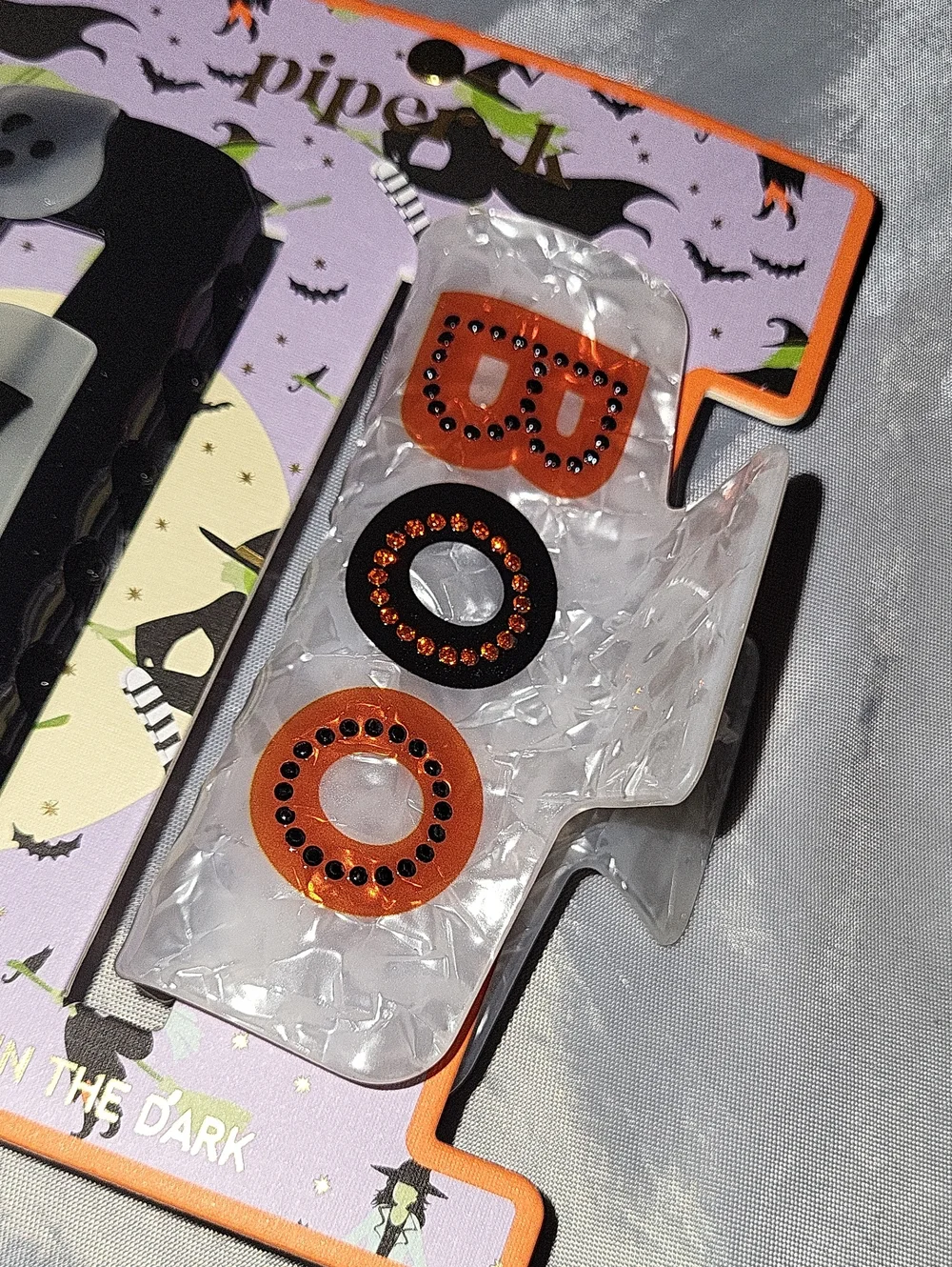 Piper K Halloween BOO and GHOST glow In Dark Hair Clip BRAND NEW